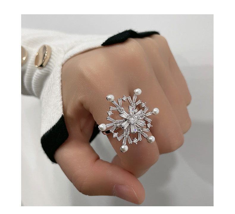 Kenge Geometric Ring For Women Gold Plated Copper Embedded Zircon Bohemian Style Summer Versatile Luxury Finger Ring
