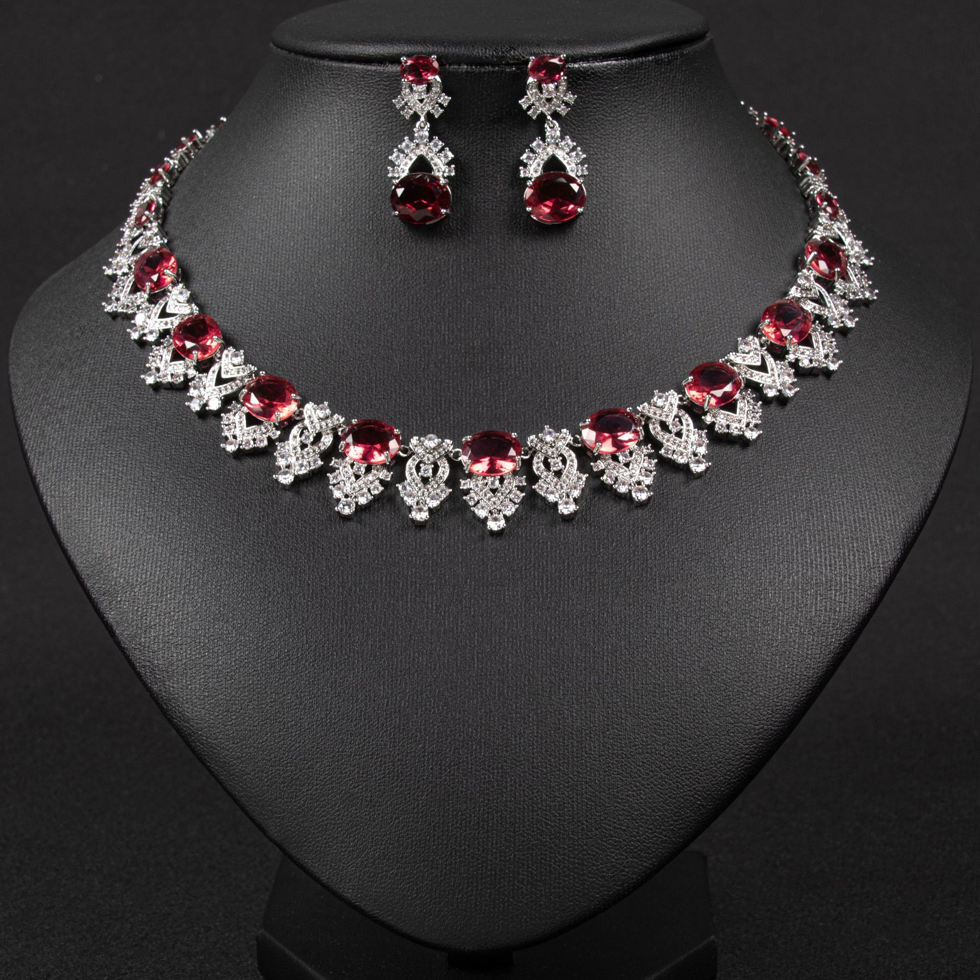 Luxurious Bridal Jewelry Set Copper Inlaid 3A Zircon Necklace Women's Unique Design Sensation  Style Accessories
