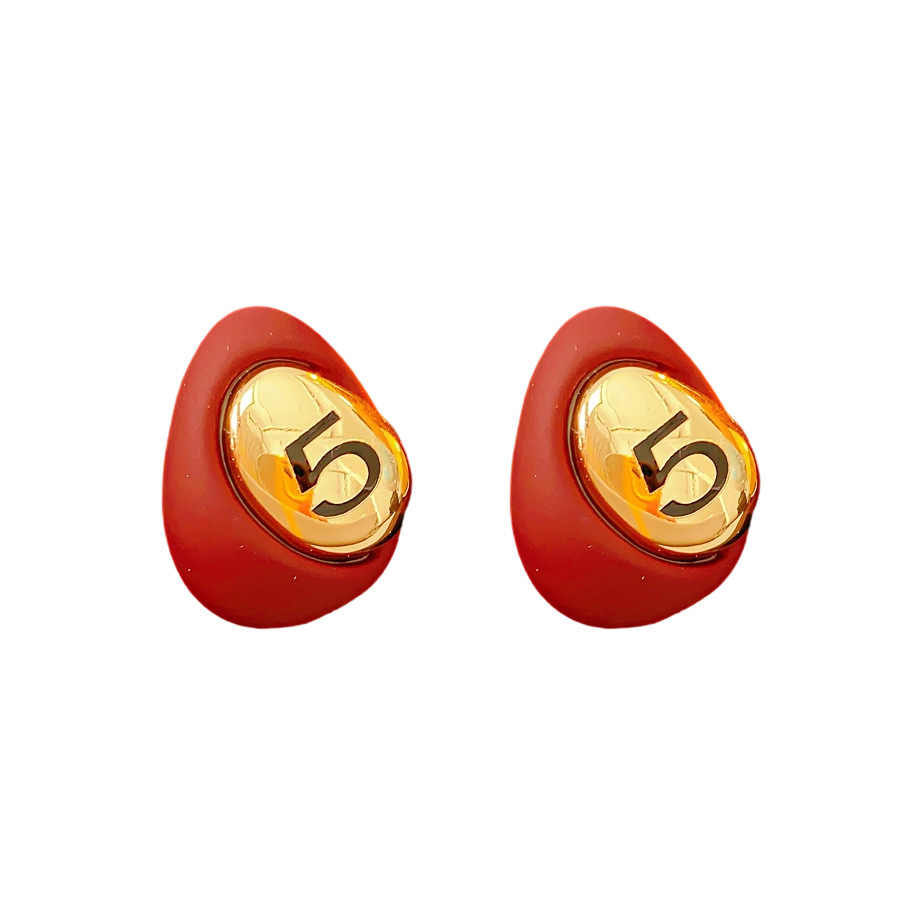 Gold Plated Digital Drop Earrings Vintage Versatile Fashionable Women's Stud Earrings Letter/Text Pattern Waterdrop Design