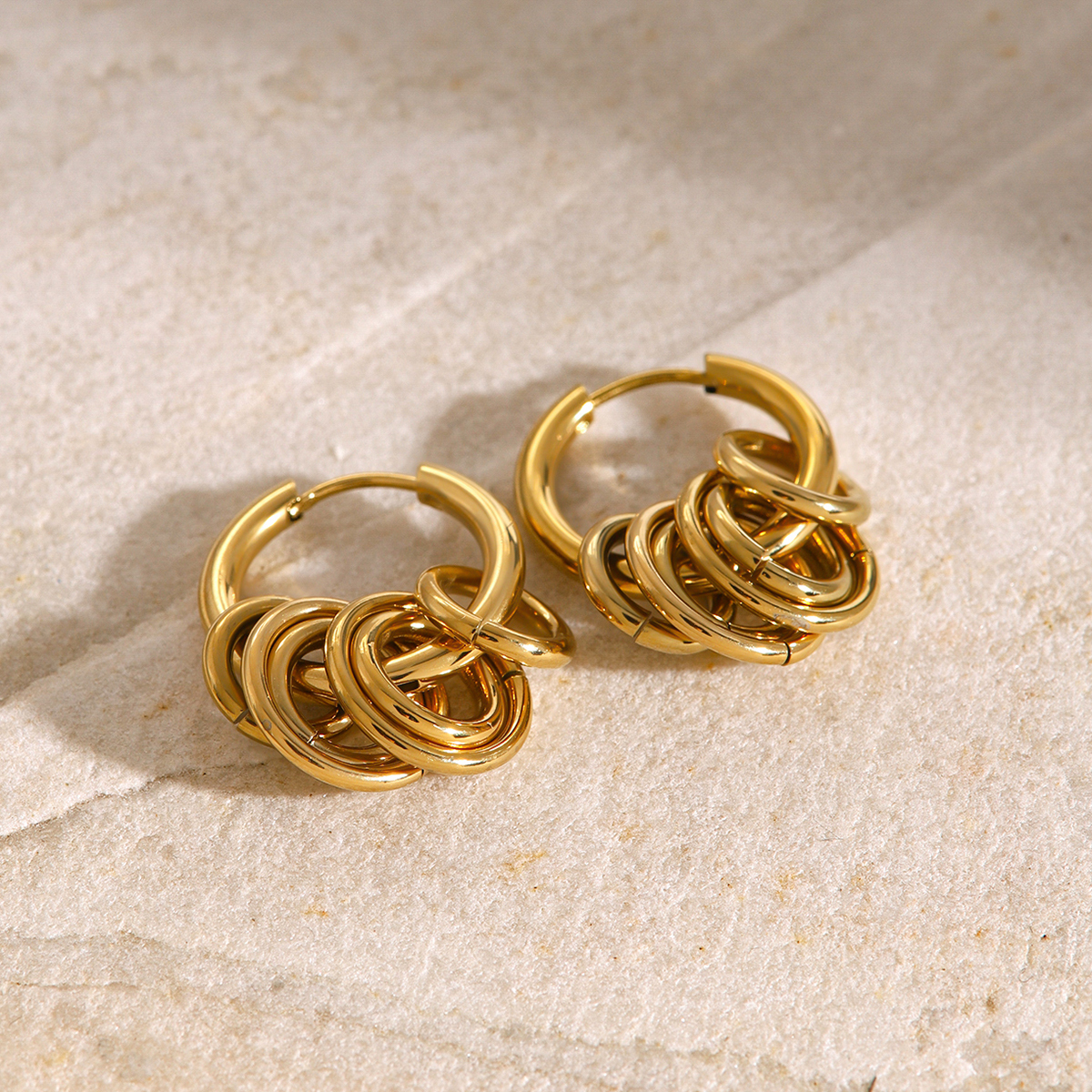 PVD Coated Real Gold Plated Round 304 Stainless Steel Simple Style Classic Style Waterproof Non Tarnish Earrings