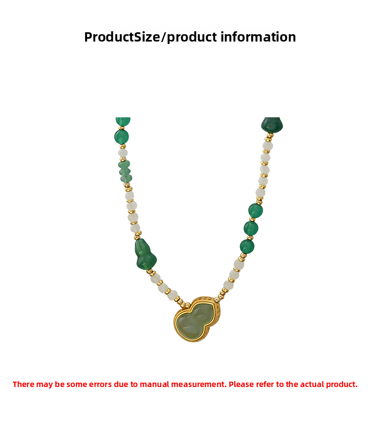 New Chinese Style Jade Agate Gourd Necklace Trendy Court Atmosphere Versatile Accessories Geometric Pattern Handmade Plating Women