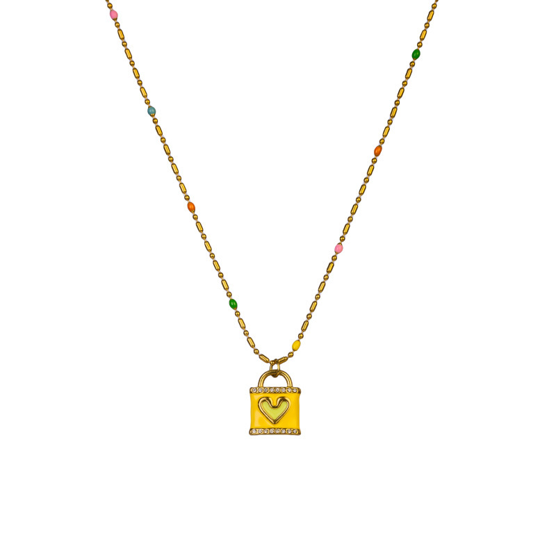 Vintage European And American Style Unisex Heart Lock Pendant Necklace Luxurious Lightweight Vacuum Electroplated Elegant 304 Stainless Steel Jewelry Accessories