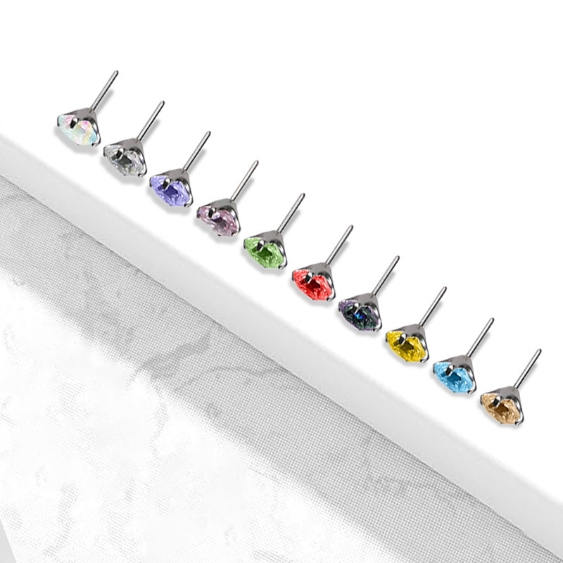Fashion Titanium Alloy Piercing Needle 5A Zircon Claw Body Piercing Jewelry Lip And Ear Cartilage Stud Unisex Accessories