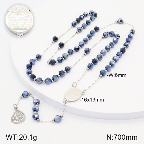 18K Gold Plated 304 Stainless Steel Cross Buddha Bead Necklace For Women Fashion Gold Glossy Religious Elegant Classic Style Lobster Clasp Pendant Necklace