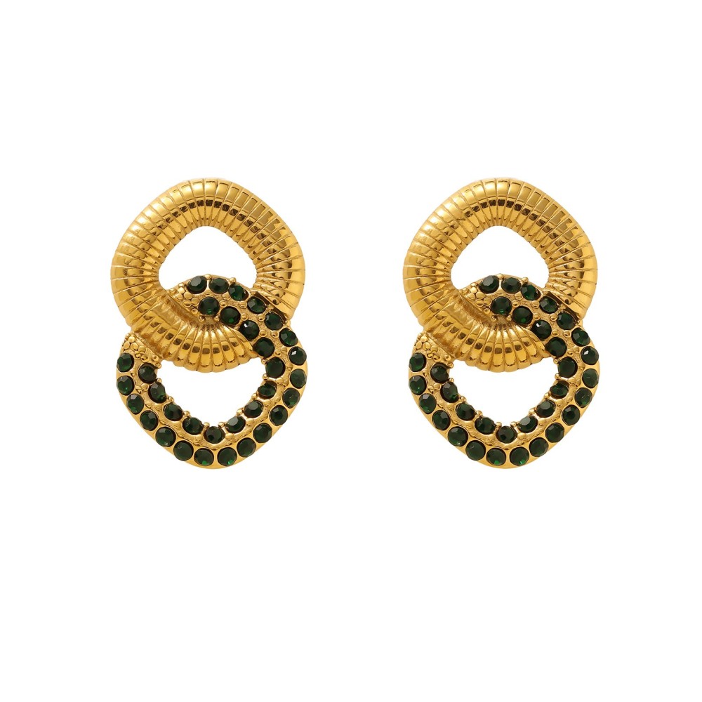 Trendy 18K Stainless Steel Zircon Earrings For Women Non-Fading Geometric Pattern Original Design Jewelry Accessories