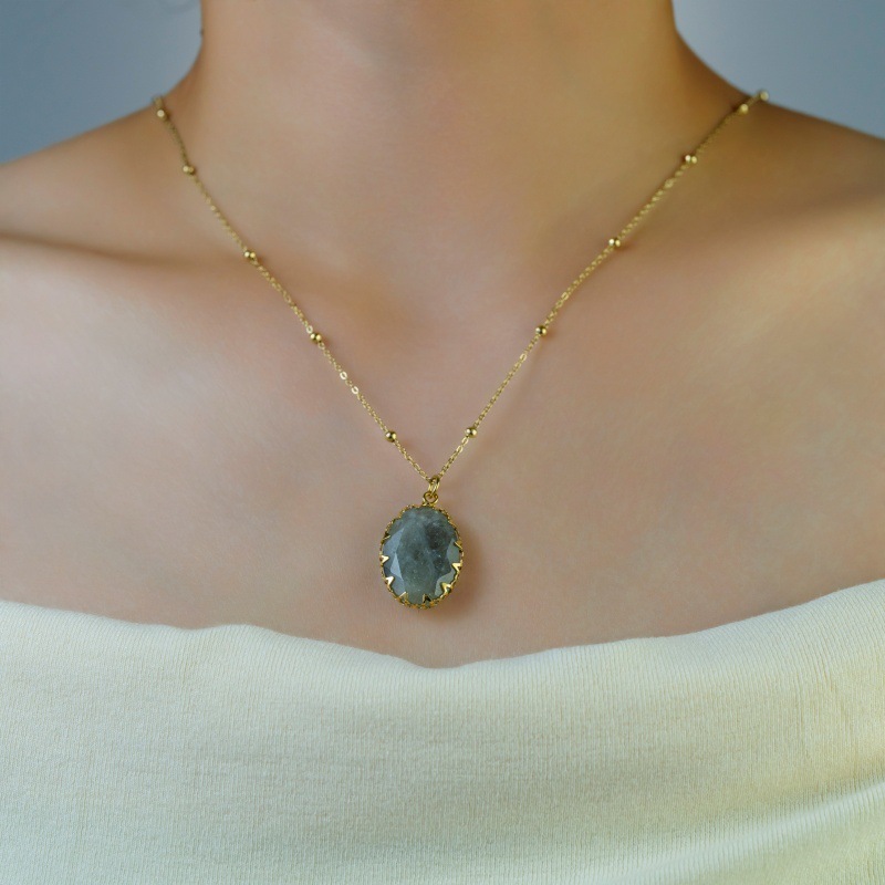 Luxury Handmade Natural Stone Gold Plated Stainless Steel 14K Necklace Ladies Casual Elegant Ins Style Jewelry Accessories