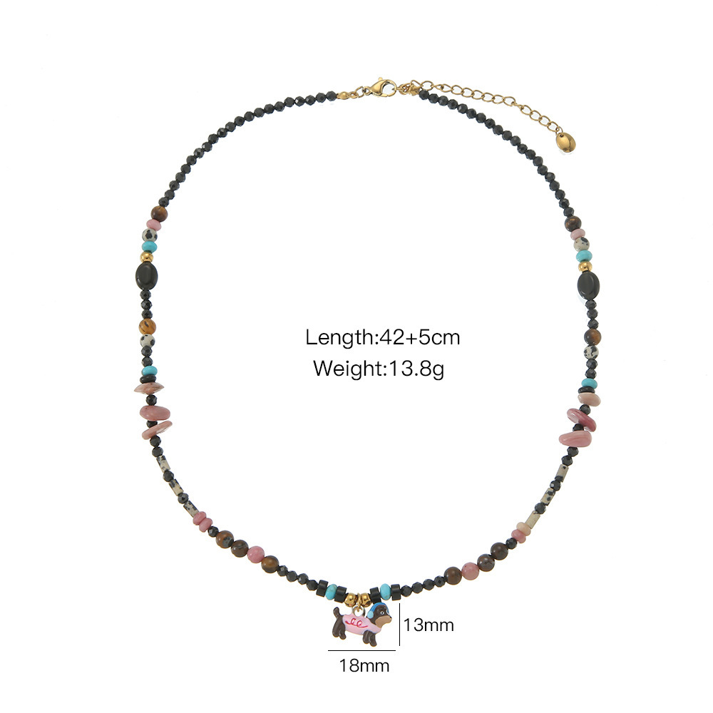 Double Layer Dog Tassel Necklace Knitted Jewelry Chain Suitable For Sweaters Autumn Winter Accessories