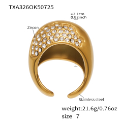 TXA326-Gold White Zircon Ring-7