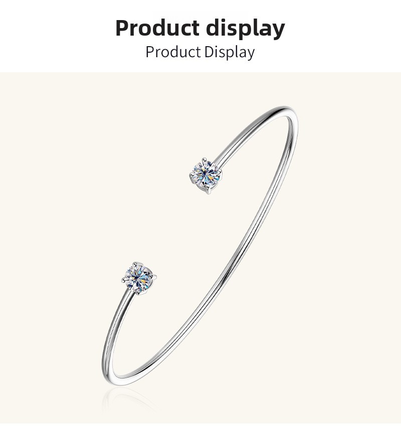 Fashion Simple Design Mozambique Stone Bracelet S925 Sterling Silver Open Bangle Doll And Zodiac Crown Pattern