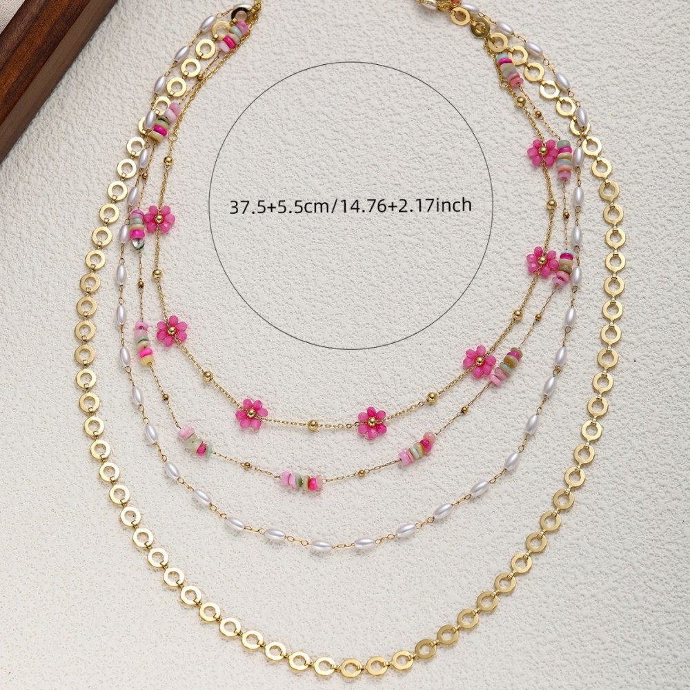 Unisex Titanium Steel Necklace Bracelet Set Colorful Durable Jewelry Accessories Attractive Rose Gold