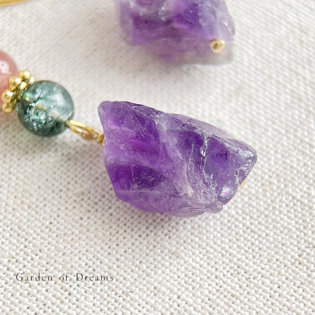 Natural Amethyst Earrings Handmade Original Design Chinese Style Irregular Geometric Pattern Women Jewelry Accessories Healing