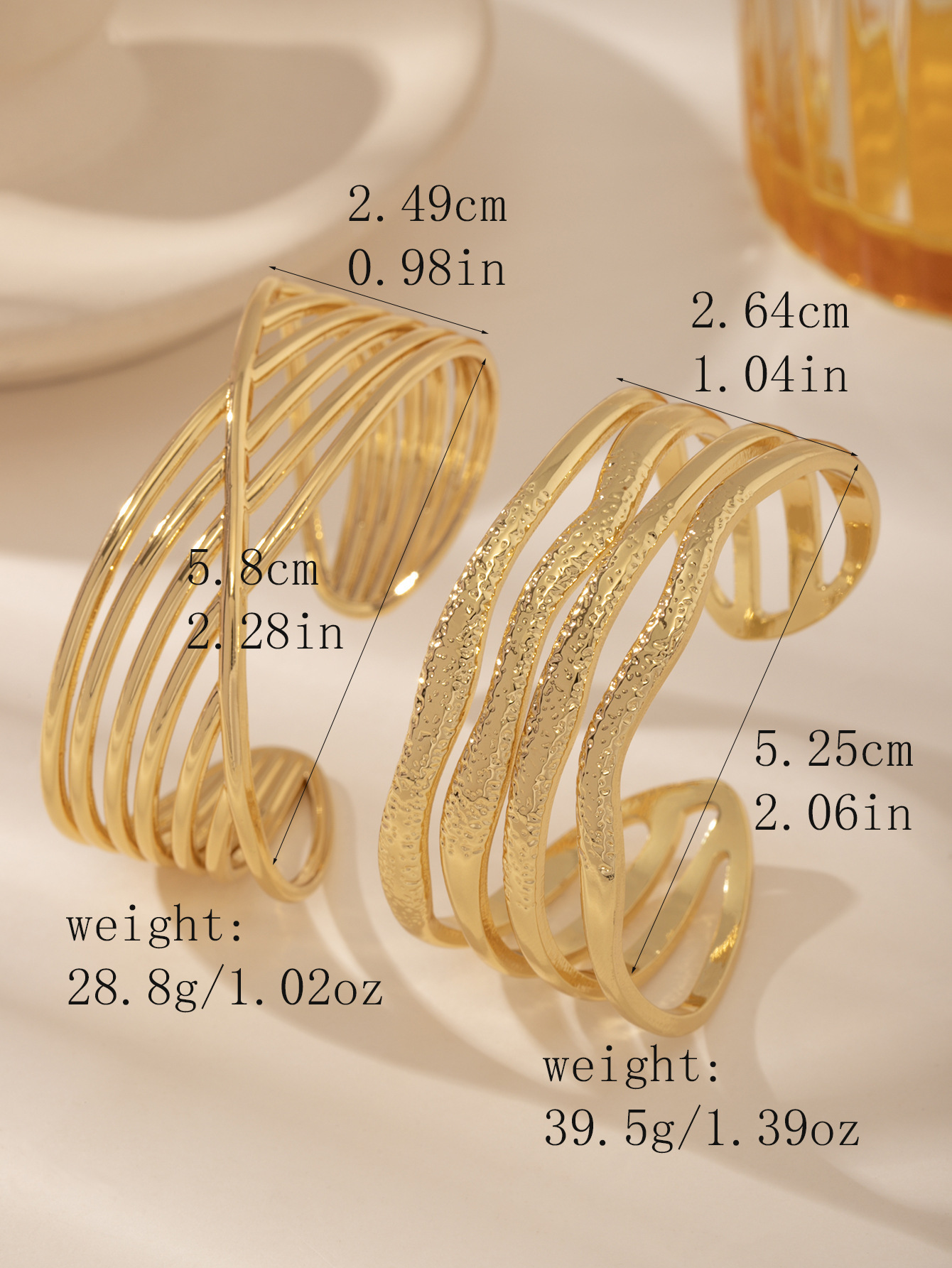 Stainless Steel Open Bracelet 18K Gold Plated Minimalist Geometry Classic Retro Design Luxury Wide Edge Fashion Jewelry