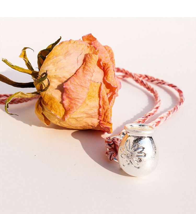 Long Handmade Woven Necklace Summer Vacation Accessories Milk Canister Flower Pink Thread Geometric Pattern Design Women's Jewelry