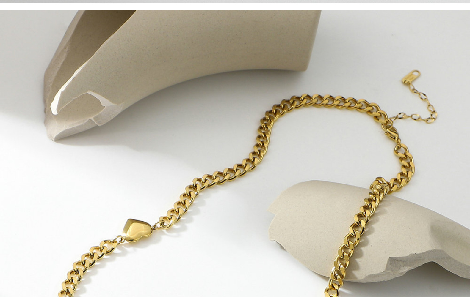 Fashion Heart 14k Gold Stainless Steel Necklace