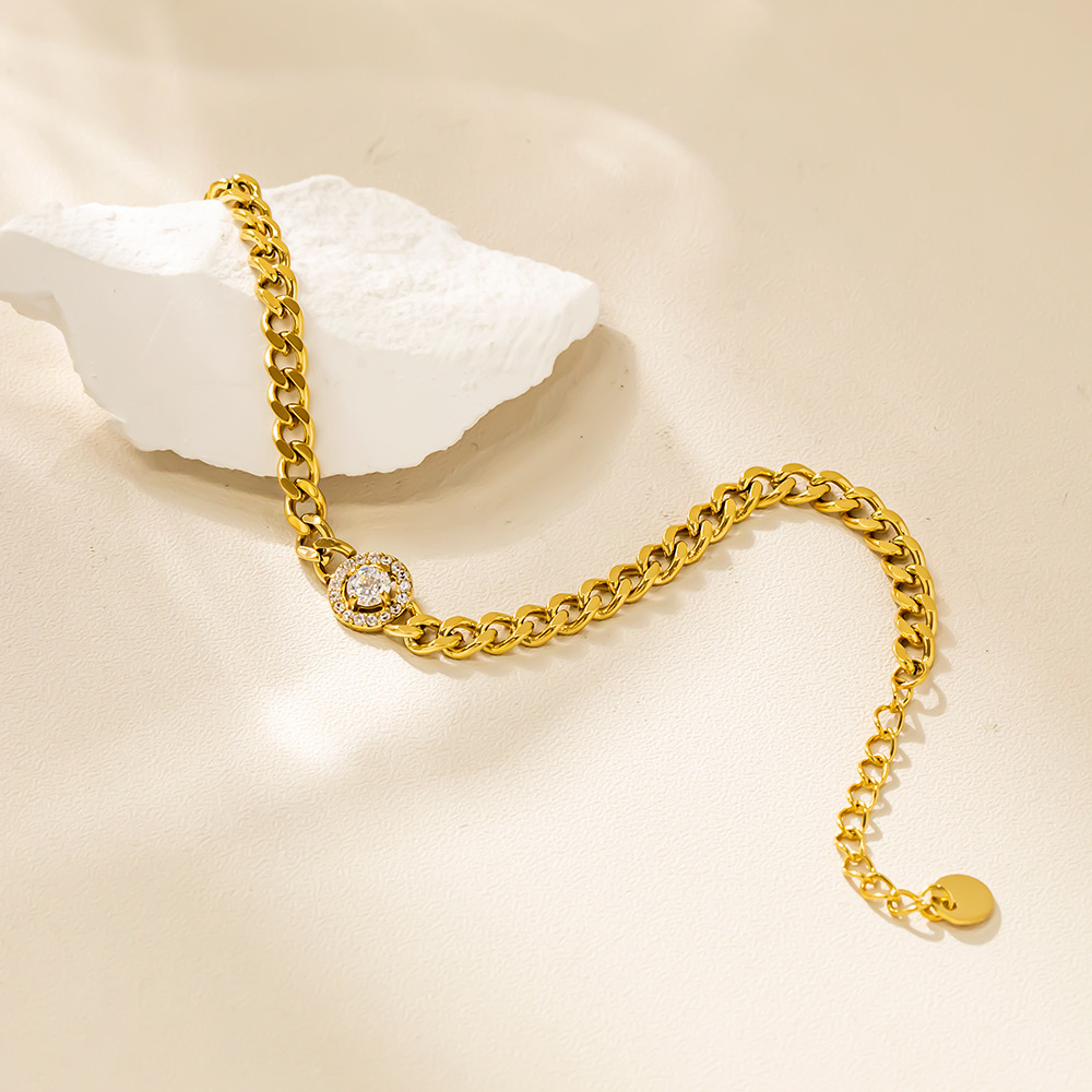 Titanium Steel Heart Bracelet Women Inlaid Zircon Jewelry Accessories