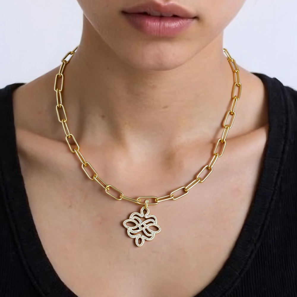 Micro Pave Zircon Pendant Necklace Cool Trendy Choker Copper Material Black Geometric Suitable For Women