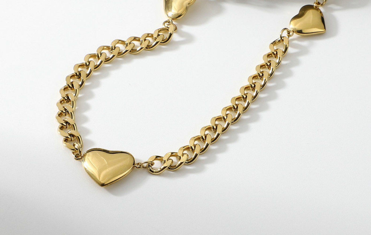 Fashion Heart 14k Gold Stainless Steel Necklace