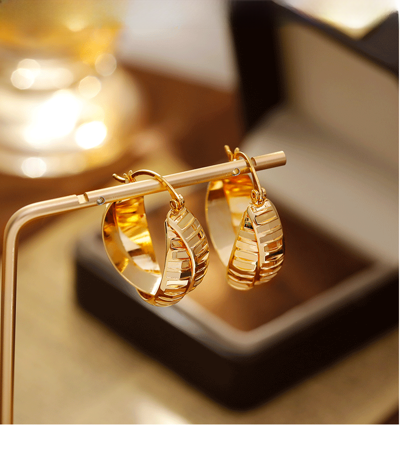 Trendy Unique Metal Hoop Earrings  Style Personality Fashion Geometric Pattern Women's Jewelry Accessories