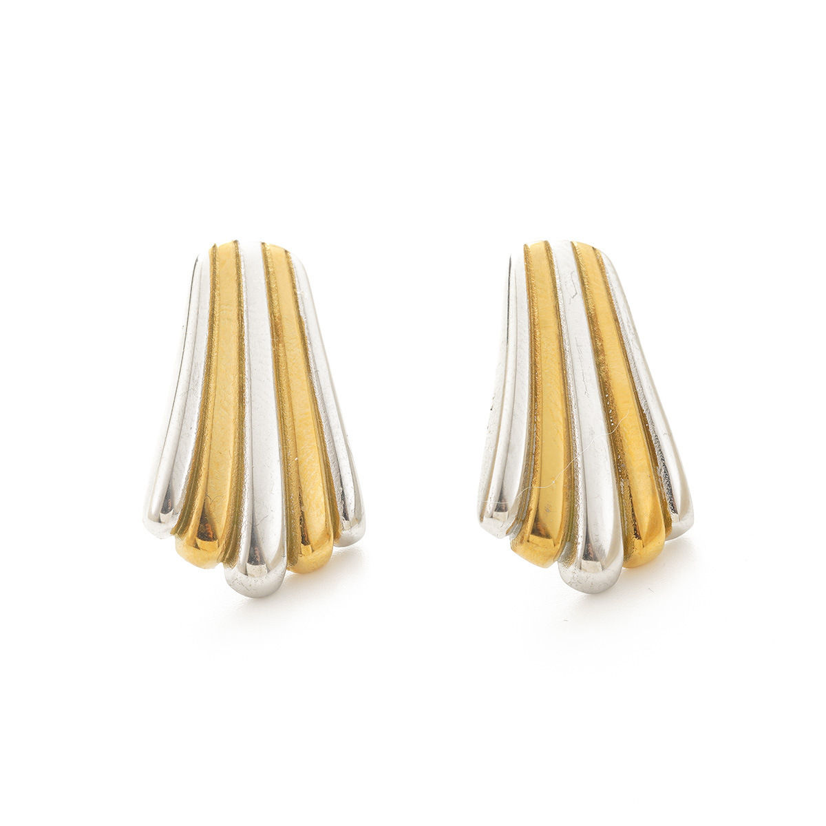 Trendy Stainless Steel Titanium Plated Color Block Circle Earrings Geometric Pattern Women's Casual Style Hoop Earrings