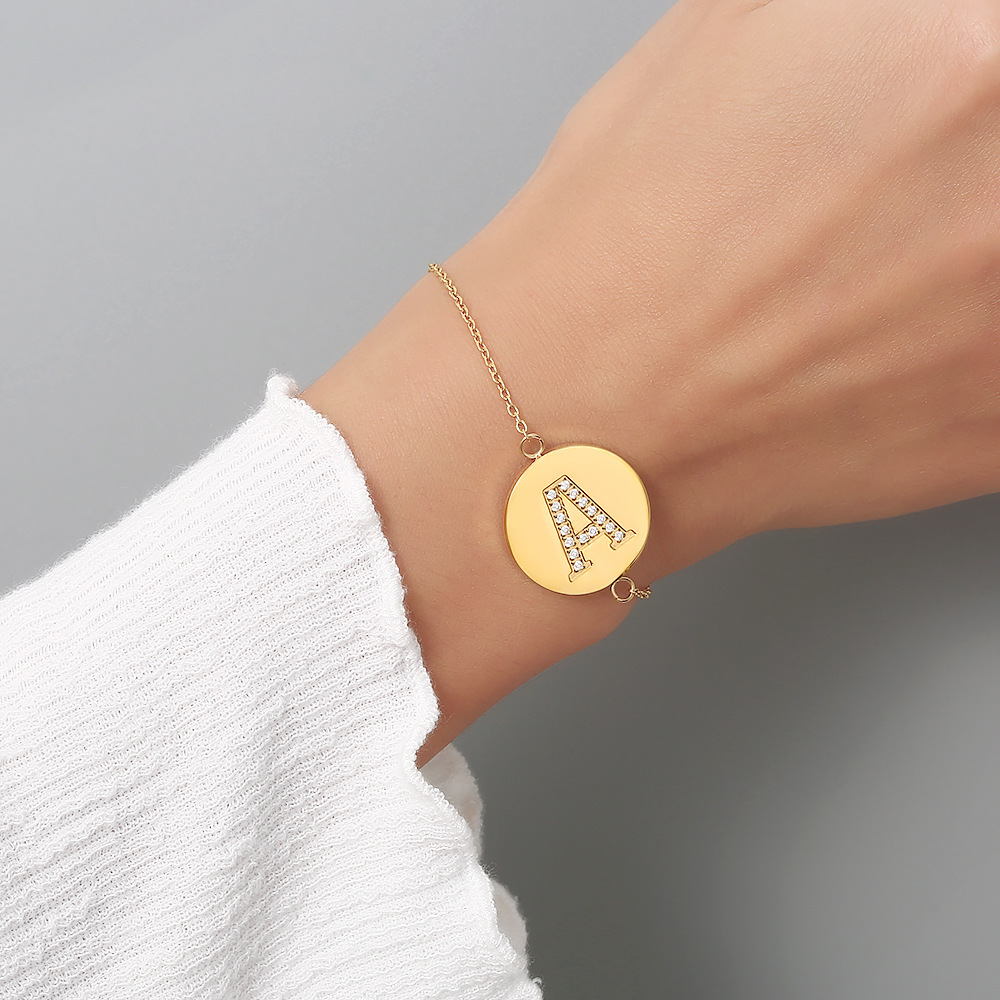 Titanium Steel Bracelet With 26 Letter Pendant Multifunctional Jewelry Accessories Unisex European