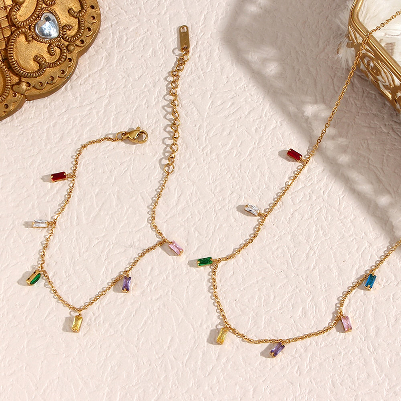 Fashion Simple Color Zircon Necklace Accessories