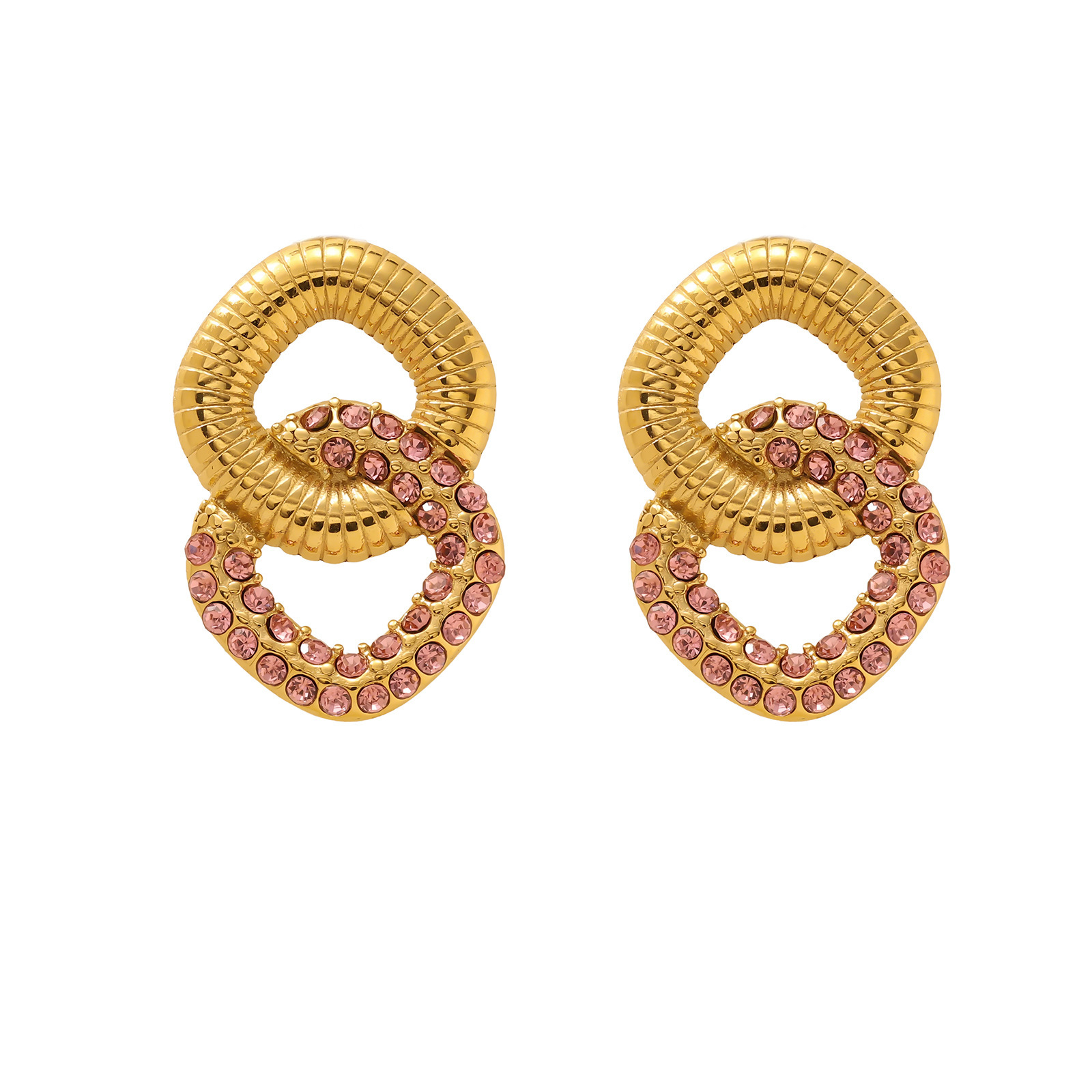 Trendy 18K Stainless Steel Zircon Earrings For Women Non-Fading Geometric Pattern Original Design Jewelry Accessories