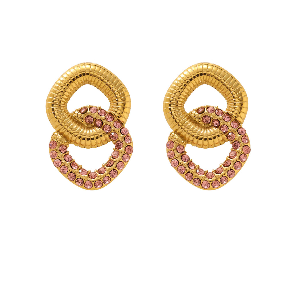 Trendy 18K Stainless Steel Zircon Earrings For Women Non-Fading Geometric Pattern Original Design Jewelry Accessories