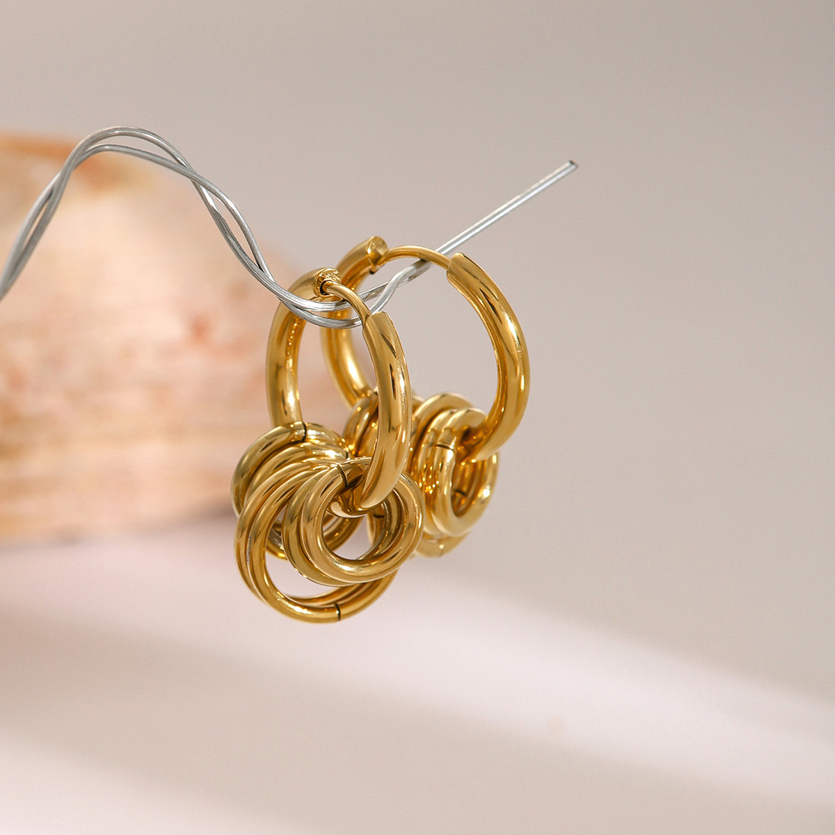 PVD Coated Real Gold Plated Round 304 Stainless Steel Simple Style Classic Style Waterproof Non Tarnish Earrings