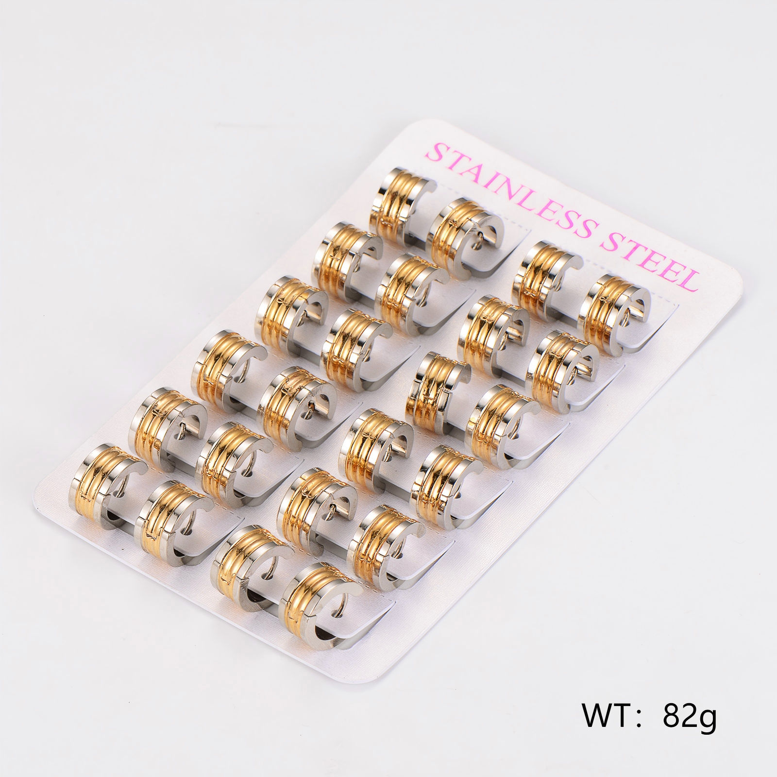 AML Fashion Trendy Striped Gold Ear Studs Elegant Personality Punk Style 201 Stainless Steel Circle Vacuum Electroplated 18K Real Gold Earrings Wholesale Versatile