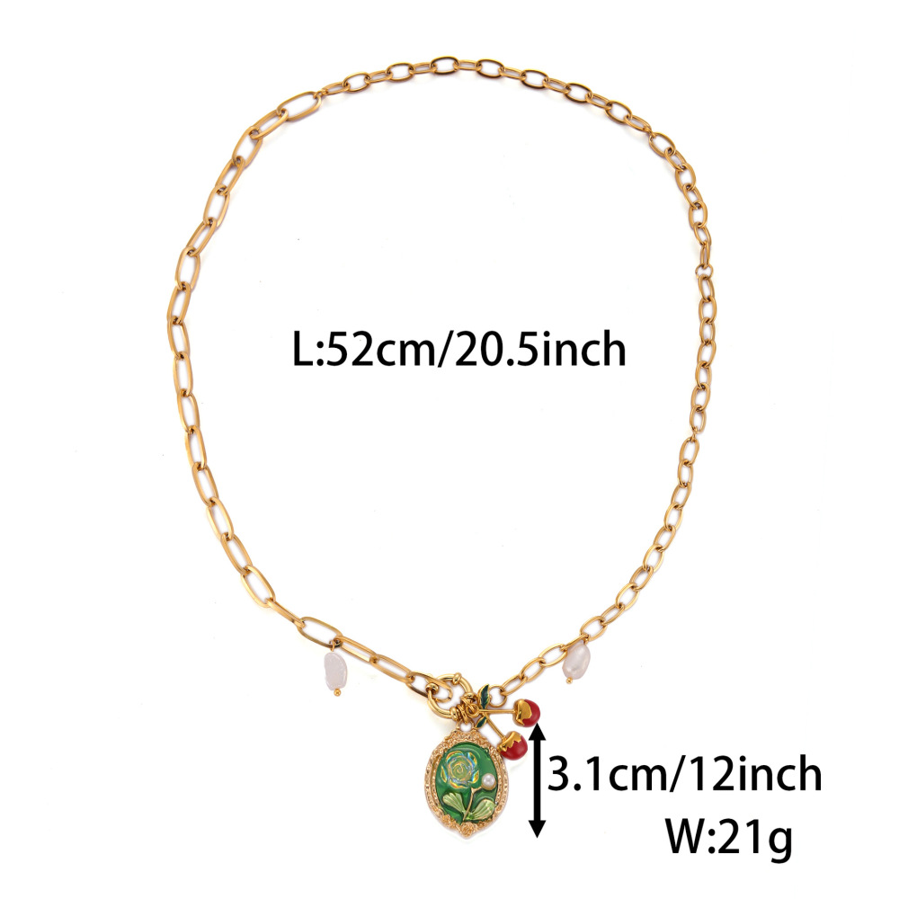Necklace Oil Painting Tulip Geometric Simple Elegant Necklace Niche High-End Non-Fading Clavicle Chain Fashion Accessories