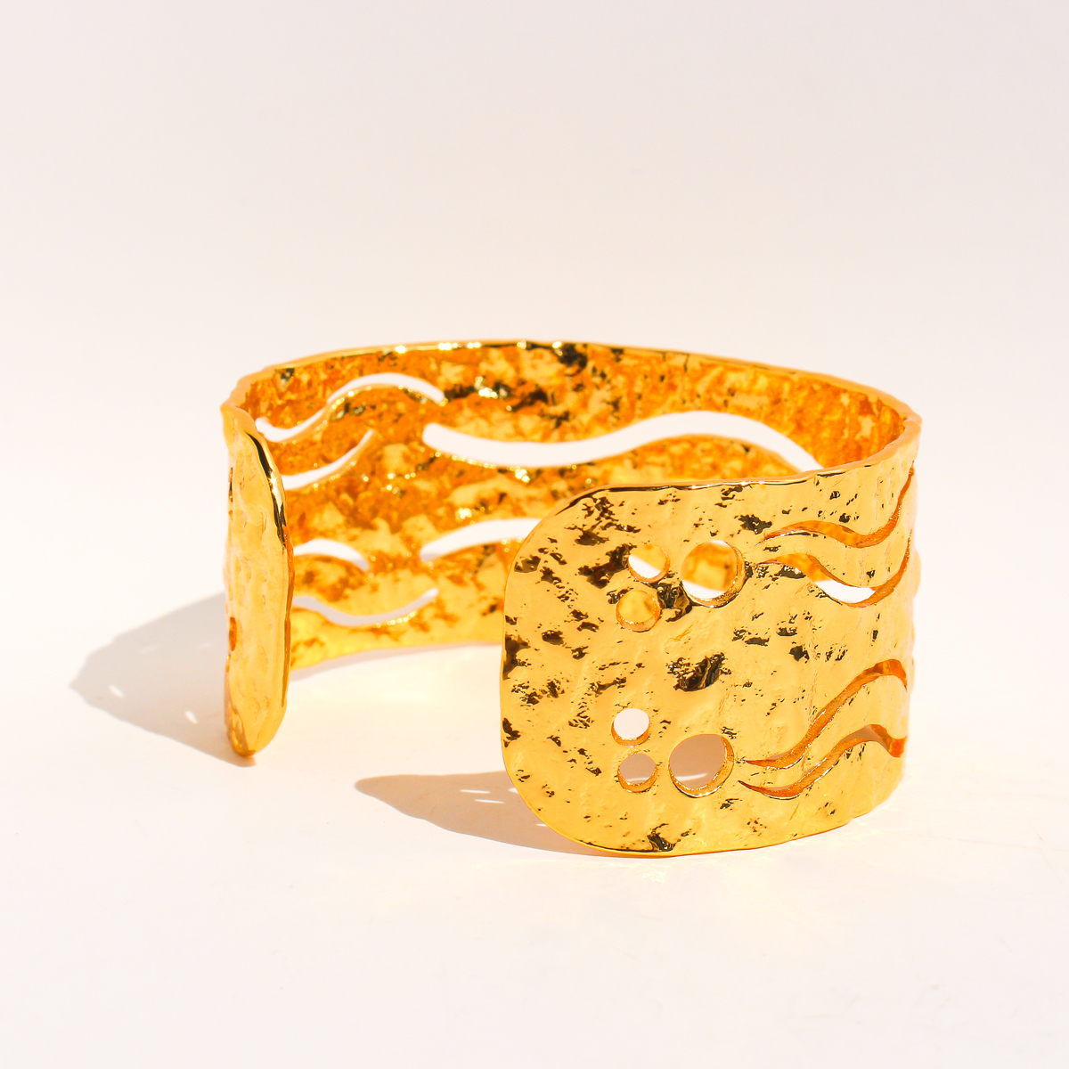 Retro Classic Style Semicircle Brass 24K Gold Plated Bangle In Bulk
