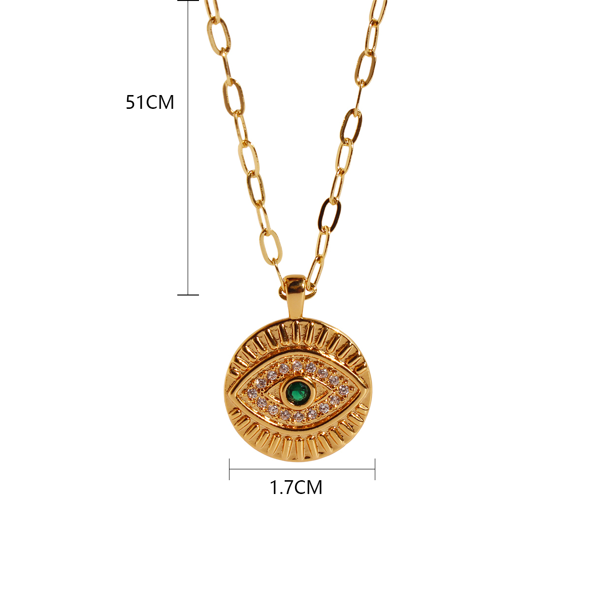 Brass Plated 24K Real Gold  Entry Lux Niche Devil's Eye Pendant Necklace Women's High-Grade Zircon Round Brand Twin Clavicle Chain N1