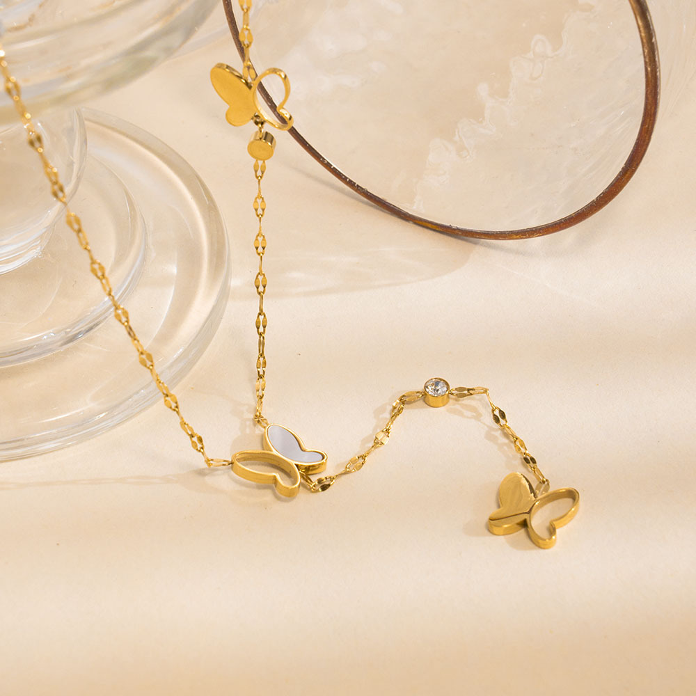 Butterfly Necklace Stainless Steel Women's Jewelry Accessories Animal Zodiac Pattern Choker