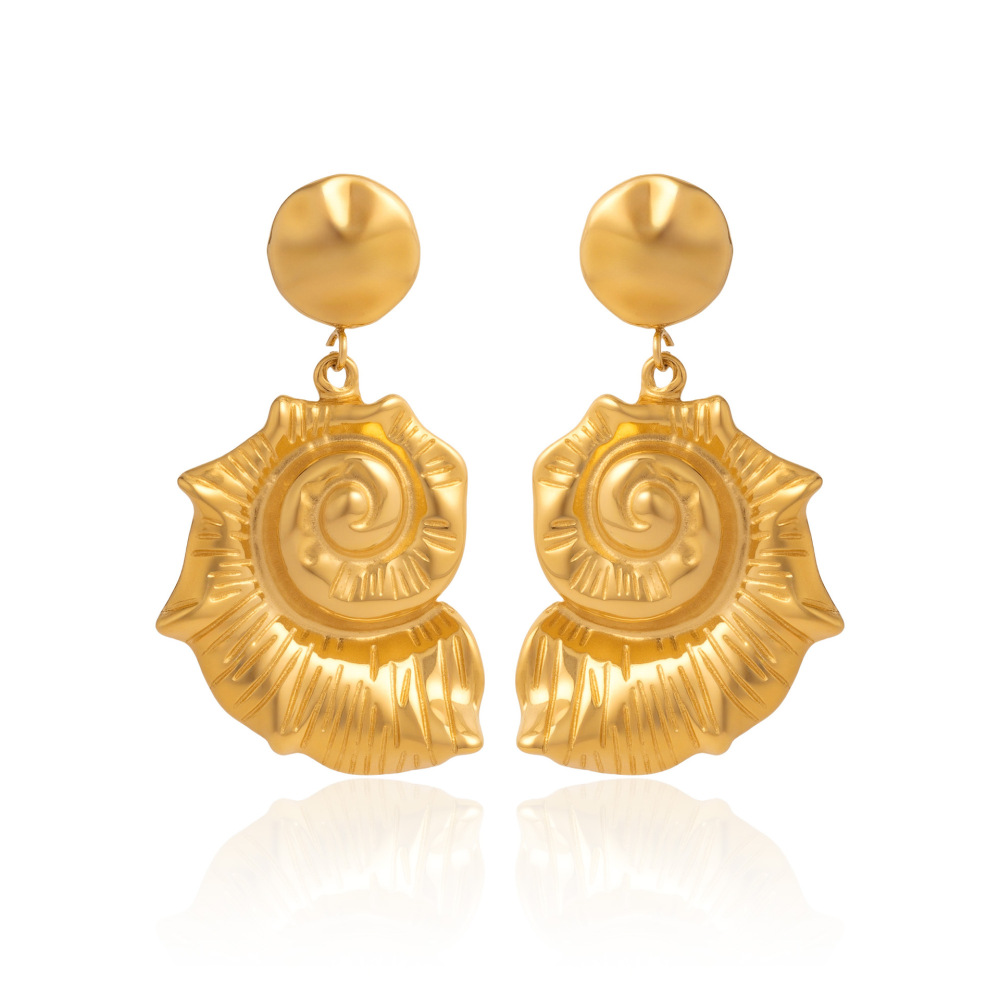 Casual Summer Vacation Style Abalone Pendant Earrings Gold Plated Titanium Steel Geometric Pattern Women's Jewelry Accessories