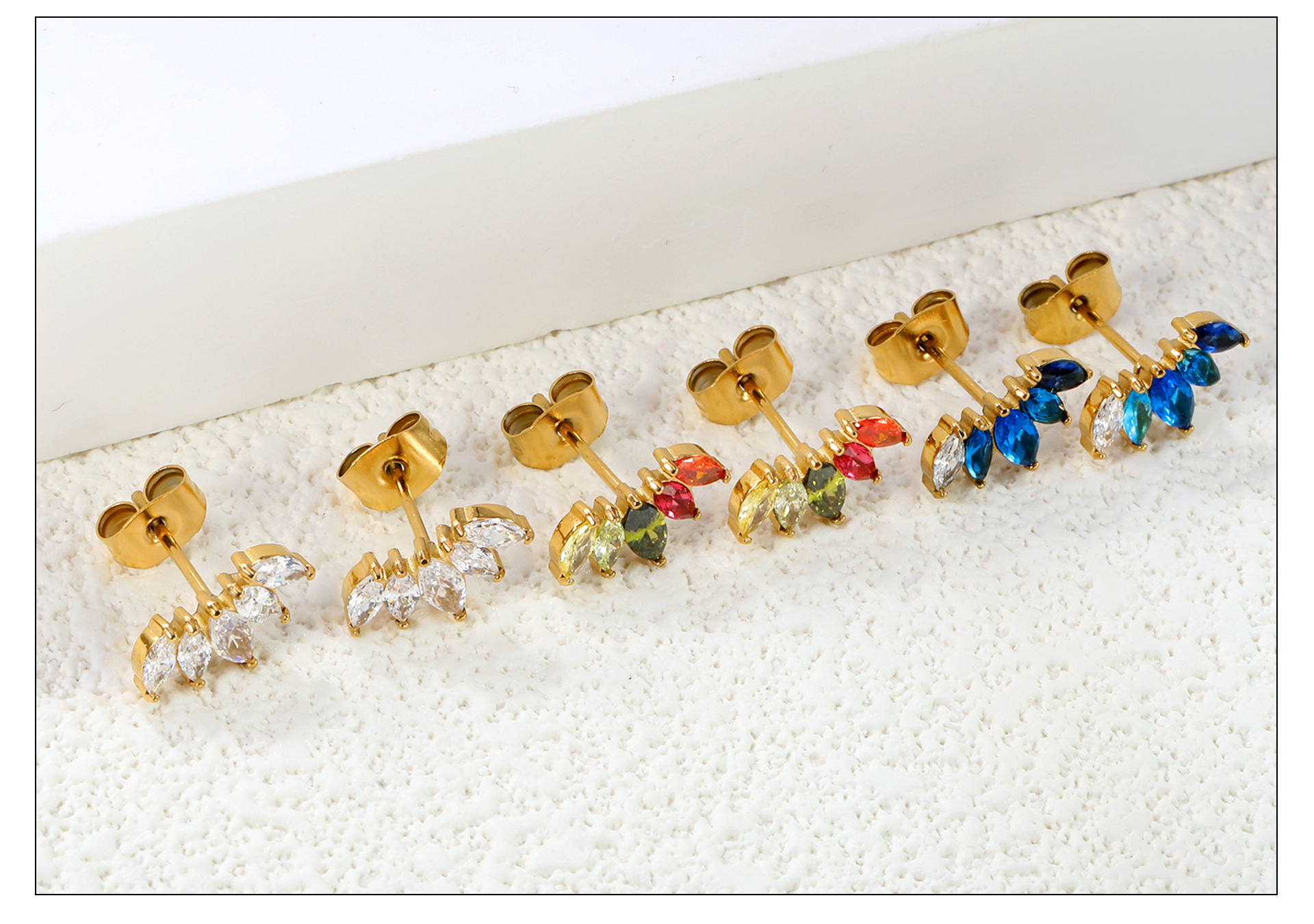 1 Pair Vacation Classic Style Rhombus Inlay 304 Stainless Steel Zircon Ear Studs