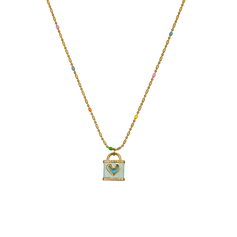 Vintage European And American Style Unisex Heart Lock Pendant Necklace Luxurious Lightweight Vacuum Electroplated Elegant 304 Stainless Steel Jewelry Accessories