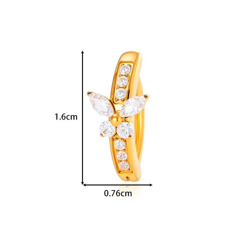 Fashion Weekend Party Women's Elegant Simple Style Butterfly Design Titanium Alloy Belly Button Ring With Zircon Inlay