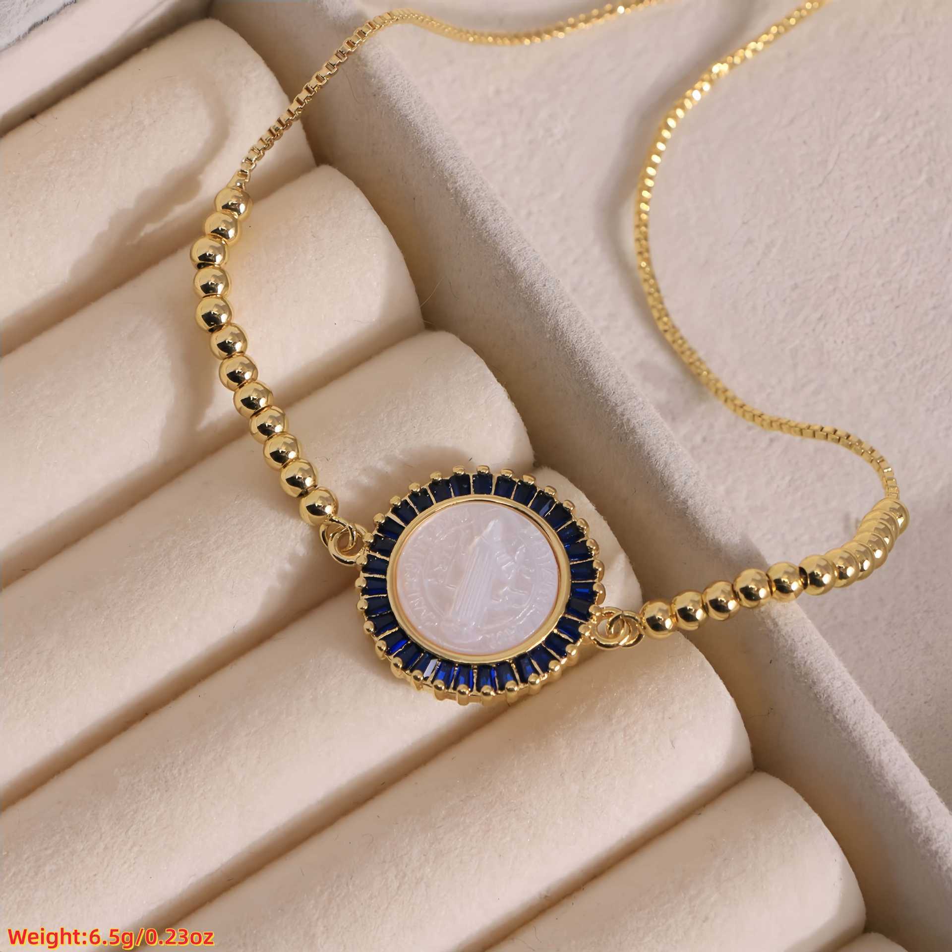 Gold Gold-plated Shell Pendant Micro-inlaid Design Bracelet Women's Jewelry Copper Accessories
