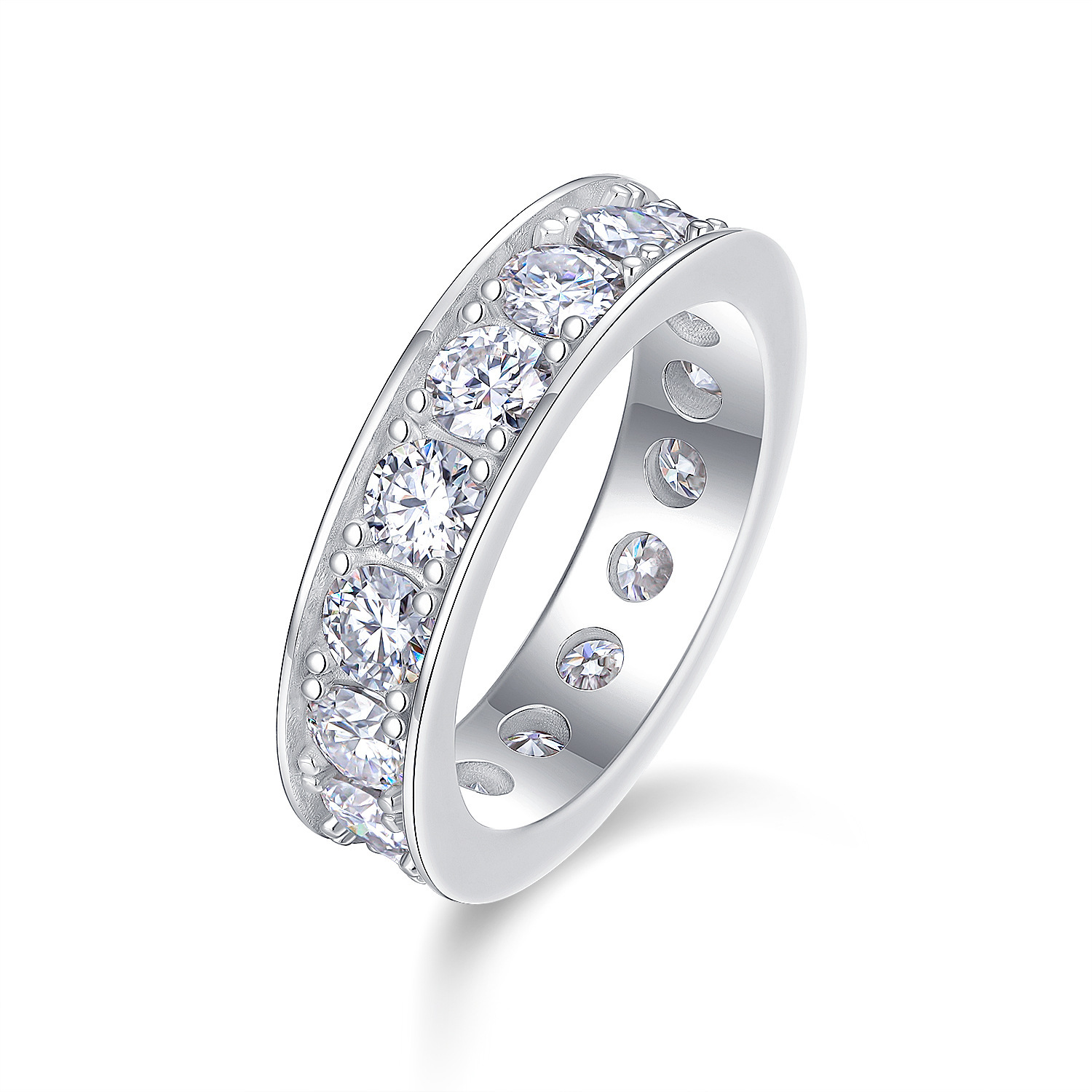 925 Sterling Silver Moissanite Geometric Rings GRA Certificate