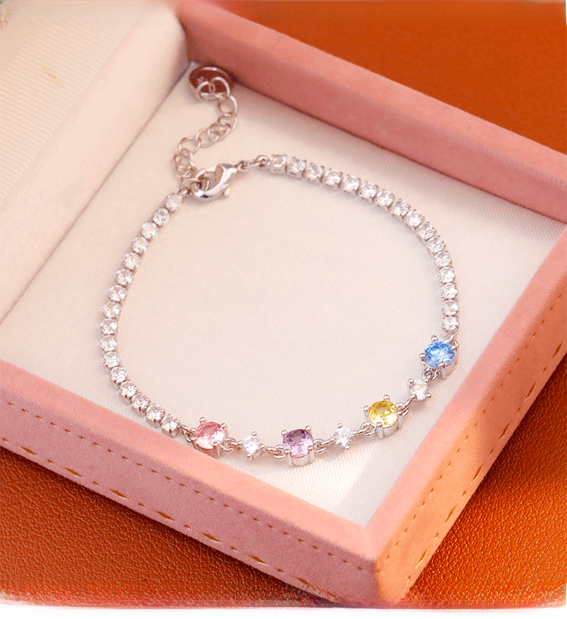Original Design Fashion Luxury Colorful Zircon Bracelet Versatile Sweet New Style Business Match Accessories Women's Jewelry