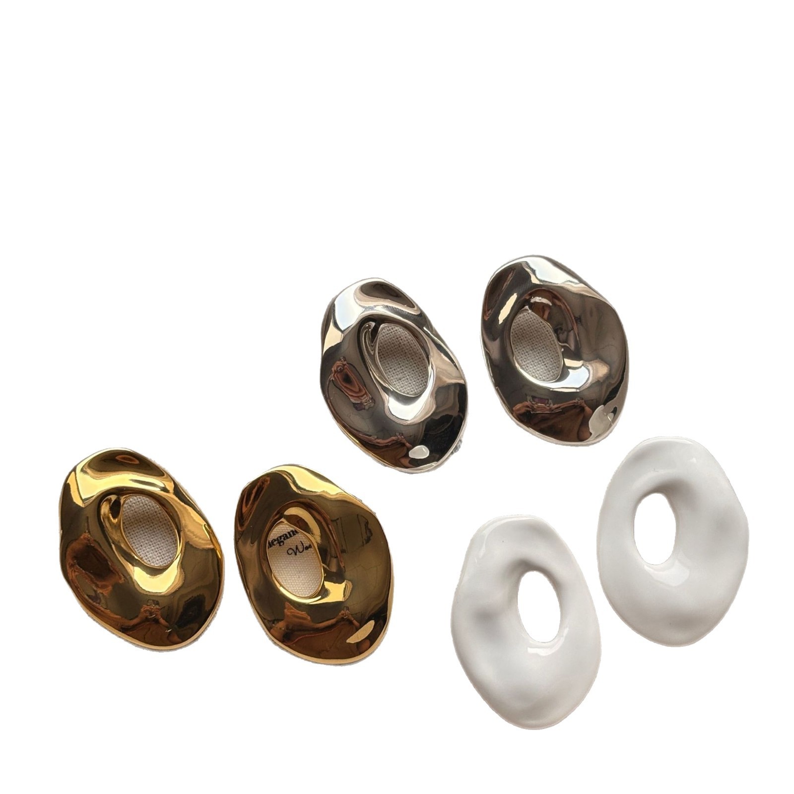 Elegant Simple Geometric White Earrings For Women Fashionable High-End Design Versatile Stylish Copper Jewelry Accessories
