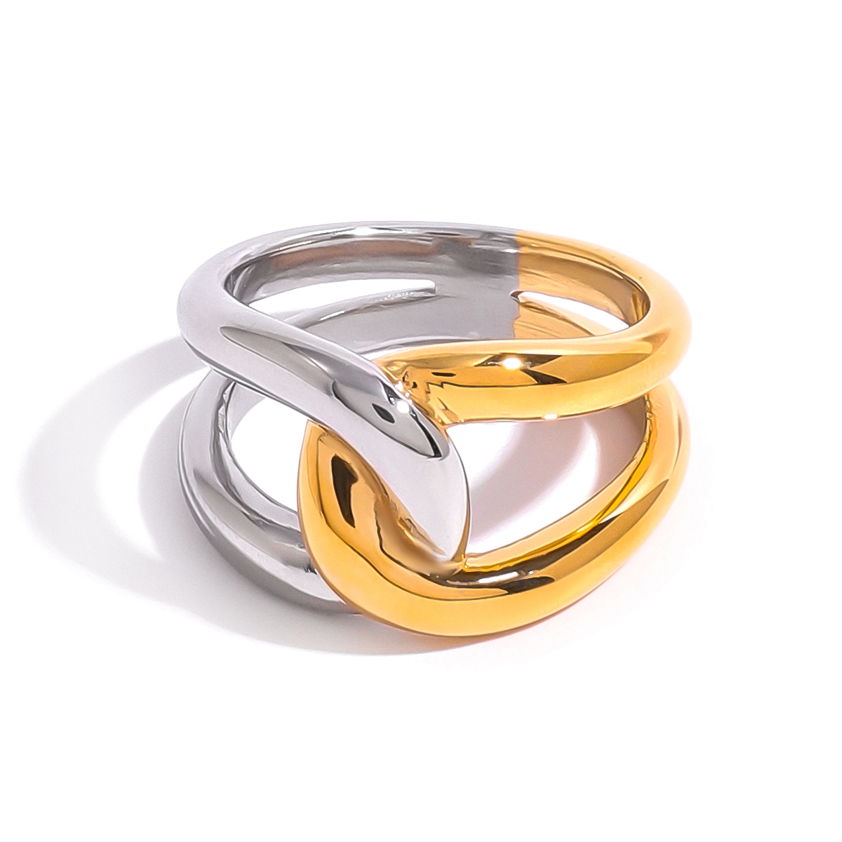PVD Coated Real Gold Plated Color Block 304 Stainless Steel Simple Style Classic Style Waterproof Non Tarnish Rings