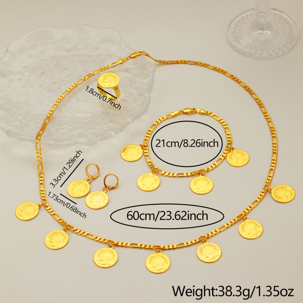 Fashionable Portrait Jewelry Set 5pcs For Daily Party Wedding Holiday Gift Women's Classic Elegant Handmade Chain Accessories