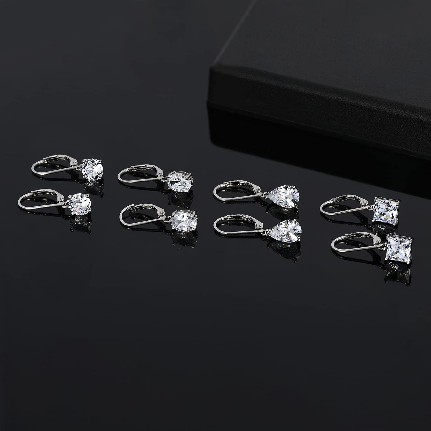 Fashion Four-Piece Copper Earring Set, Four-Prong Inlaid Zircon, Directly Shipped From Factory, Elegant Jewelry Accessories