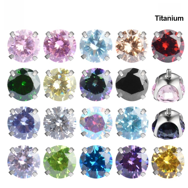New Geometric Pattern Round Bottom Claw Shape 5A Zirconium Titanium Alloy Lip Stud Earrings Nose Stud Strip Jewelry Accessories External Thread Head
