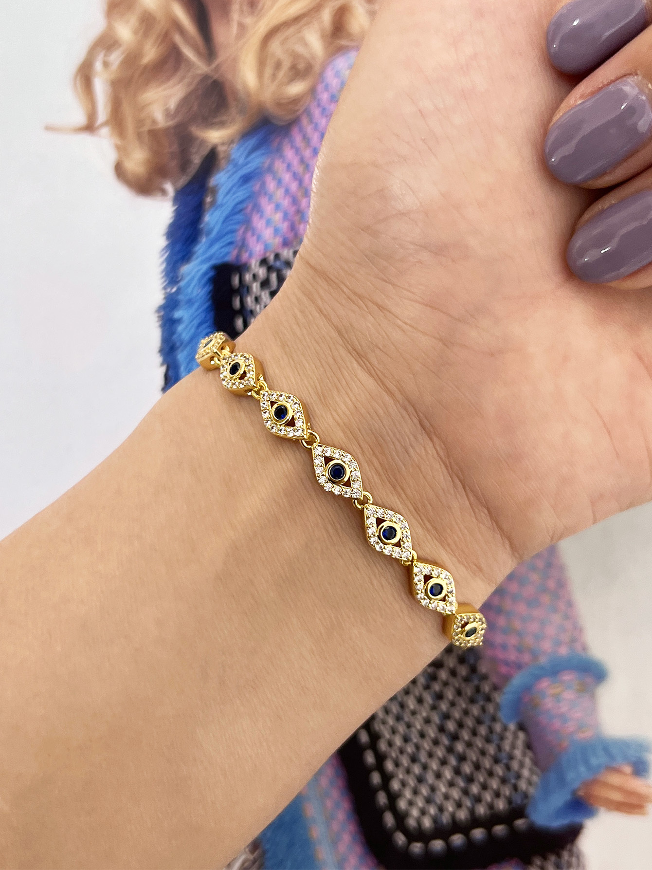 Wholesale Jewelry Simple Style Classic Style Eye Brass Zircon Bracelets