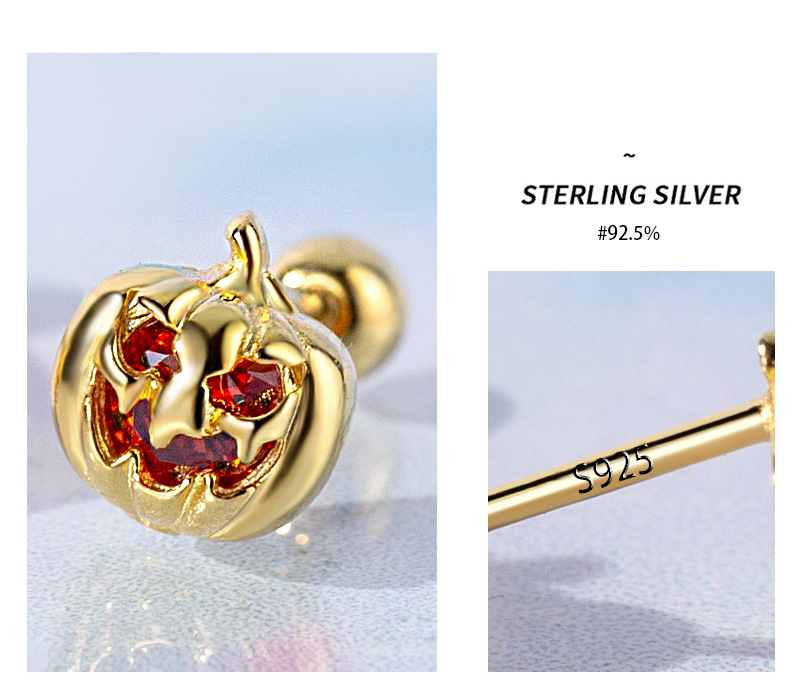 Silver Crystal Halloween Pumpkin Skull Earrings S925 Pure Silver Trendy Personalized New Style Fashion Jewelry Accessories
