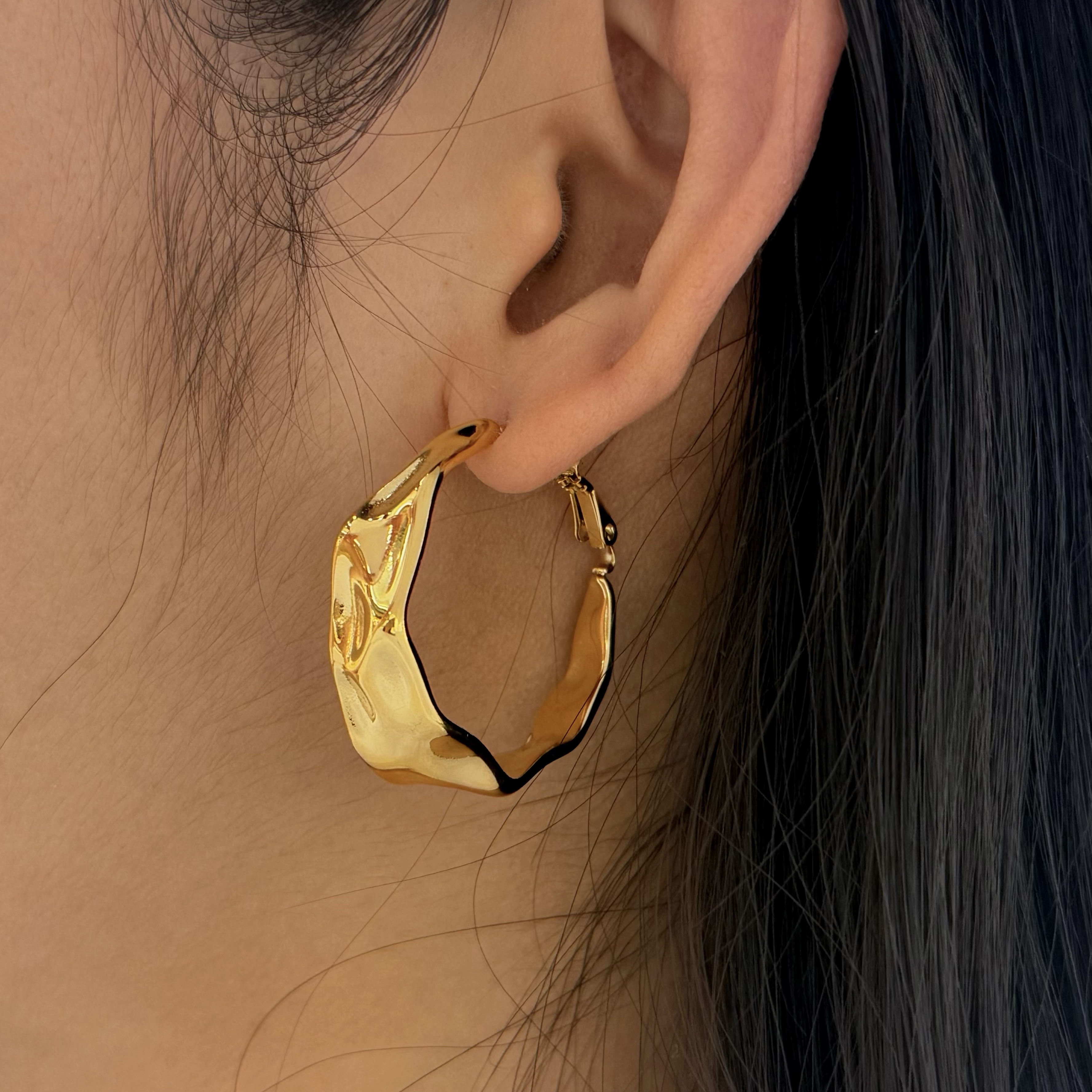 Real Gold Plated 316 Stainless Steel  Ion Plating (IP) Geometric Waterproof Non Tarnish Elegant Shiny Earrings For Women's