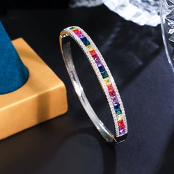 1 Copper Style Bracelet Delicate Colorful Jewelry Cubic Zirconia Crystal Rainbow Color Bracelet For Women Wedding Bride Luxury Accessories Suitable For Women Wedding Or Date Wear