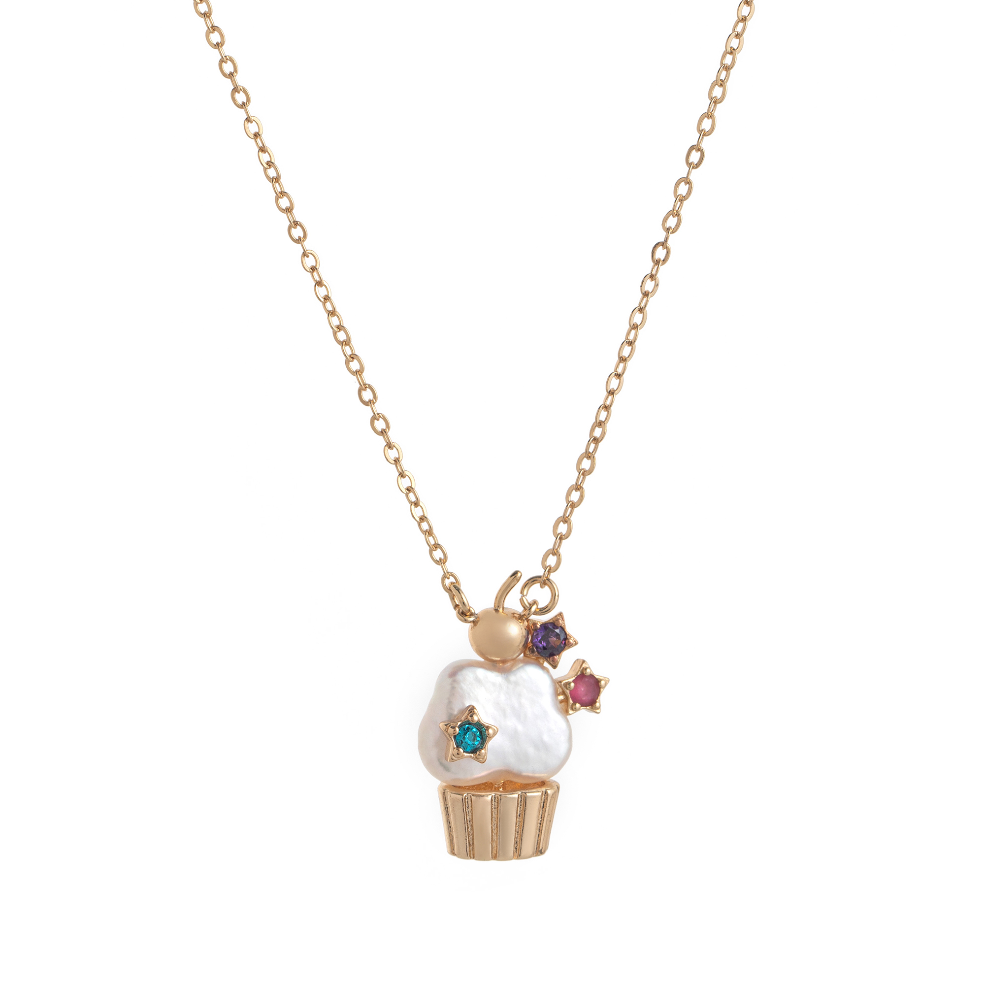 Elegant Pearl Ice Cream Style Necklace For Women Luxury Golden Plated Copper Jewelry Color Retention Choker Fashion Accessory